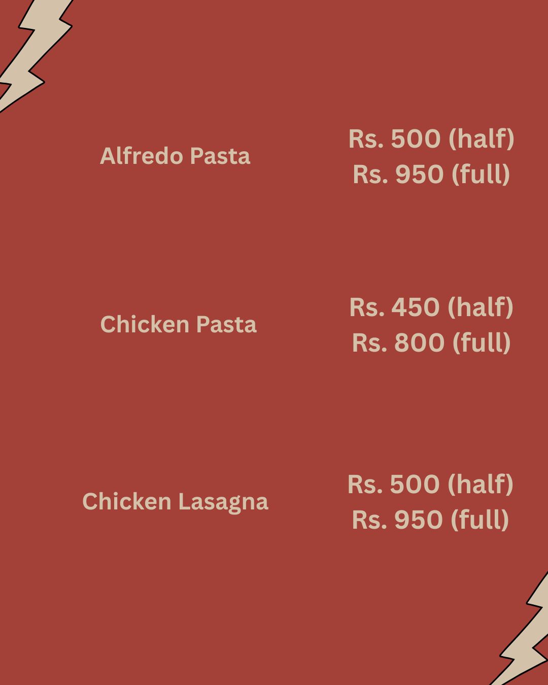 Pasta Deals Menu